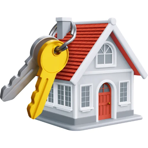 Une maison 3 D avec un jeu de clés